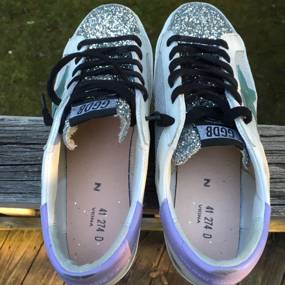 Golden Goose Superstar Silver Glitter/Cord Gum NIB - Picture 7 of 10